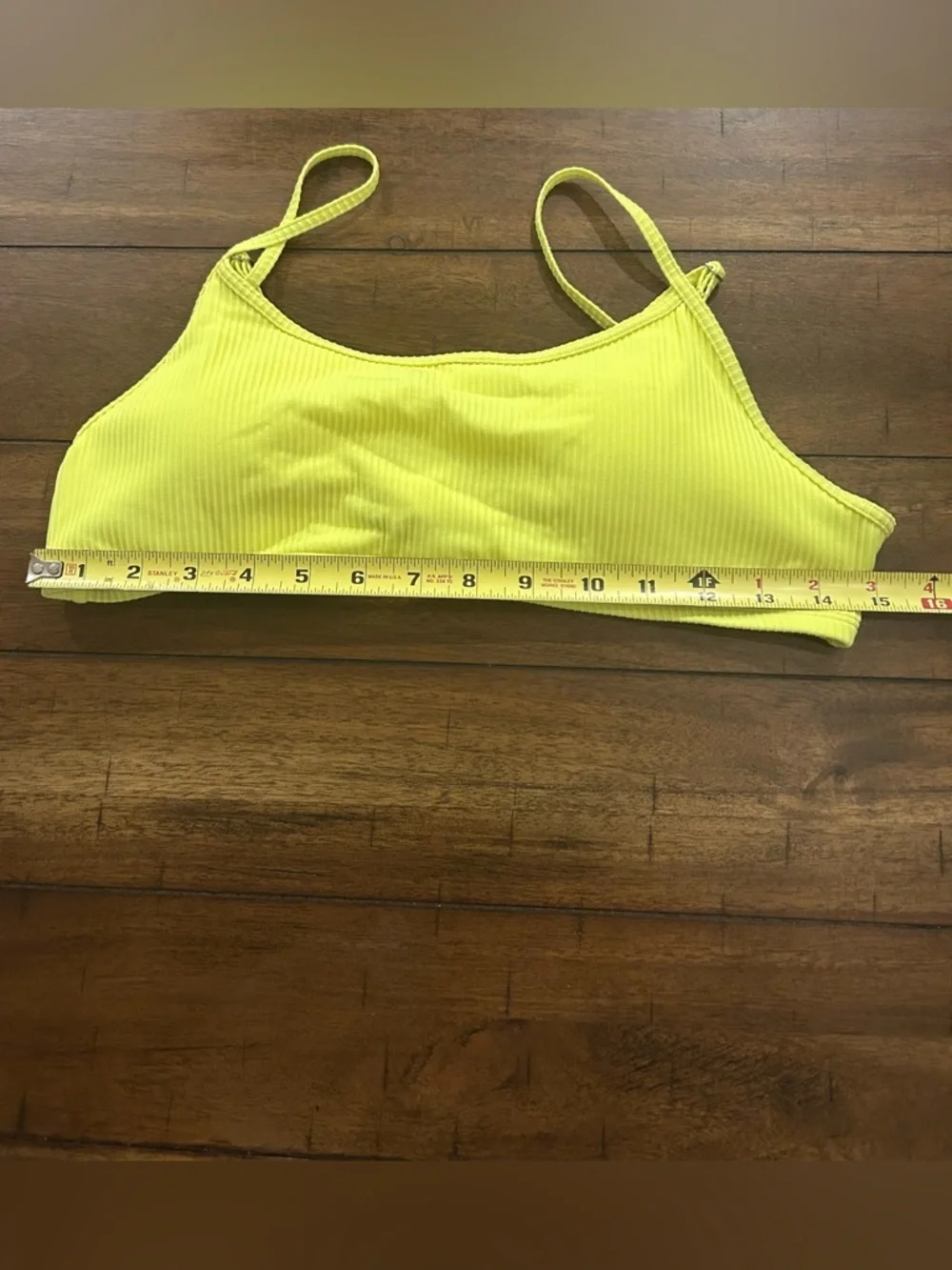 Halara Ribbed Bikini Top Size Large Neon Yellow NWOT